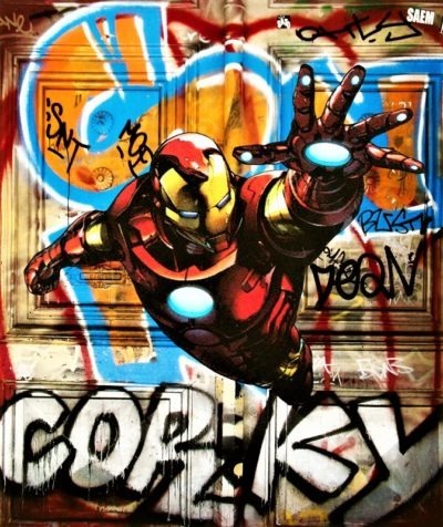 Iron Man en street art par Pep's artiste peintre