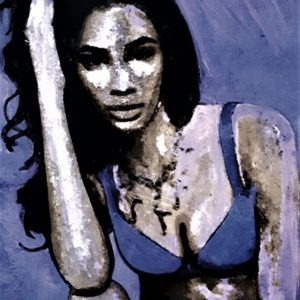 Peinture d'une femme sur métal par l'artiste peintre Pep's