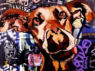 Crazy dog, le chien street art par Pep's Artiste Peintre