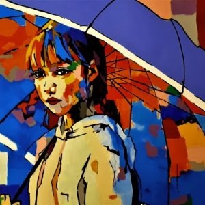"La fillette au parapluie", un tableau by Pep's artiste peintre