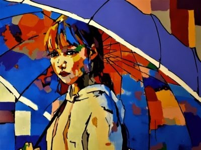 "La fillette au parapluie", un tableau by Pep's artiste peintre